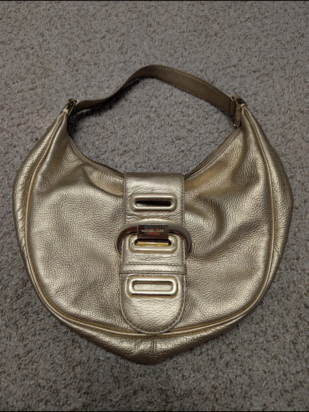 Michael Kors Metallic Gold Leather Hobo  Shoulder Bag